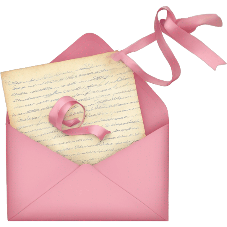 vintage love letters in envelope tied with a baby pink ribbon  emoji