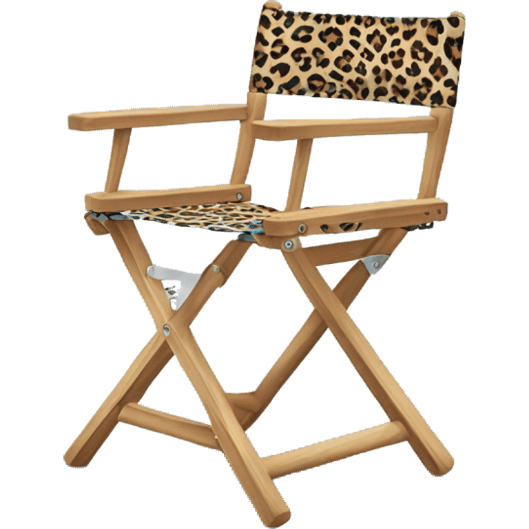 Realistic blue and leopard print pattern camping folding chair isolated.  emoji