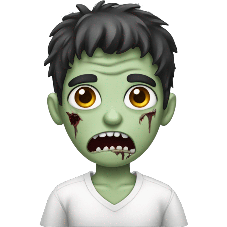 boy zombie with dark hair and white shirt emoji