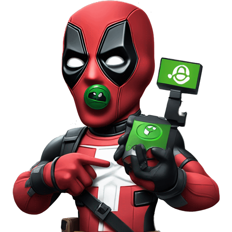 Deadpool holding xbox controller emoji