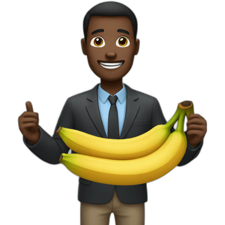 Un homme noir tiens une grande banane dans ses mains emoji