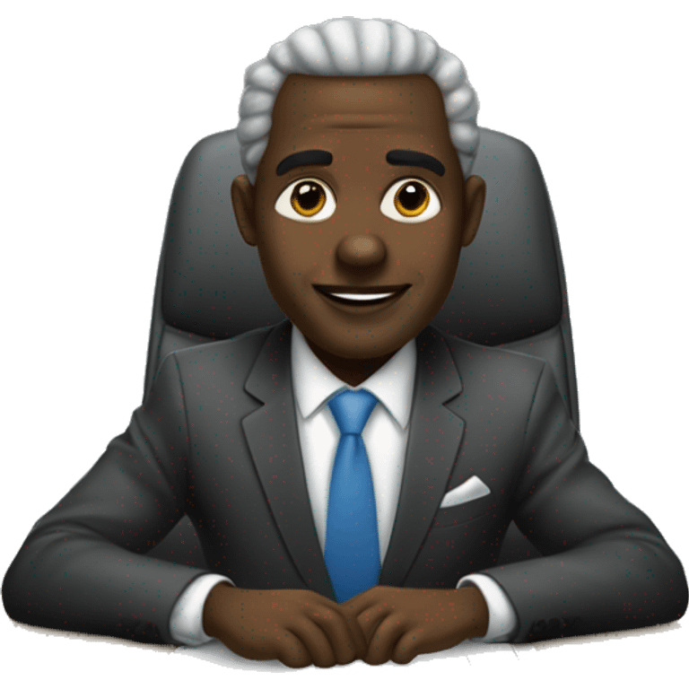 Un gentleman africain devant cson ordinateur de bureau emoji