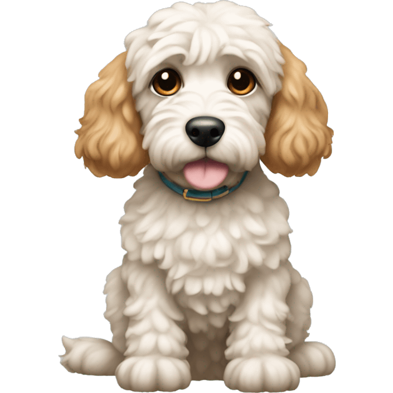 Cockapoo dog with apricot ears white body emoji