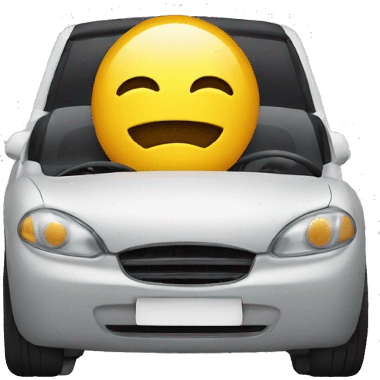 smiley driving a car emoji