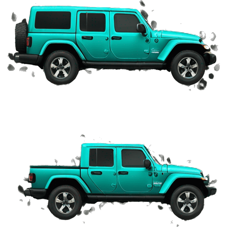 Realistic teal leopard print pattern Jeep Gladiator truck. emoji