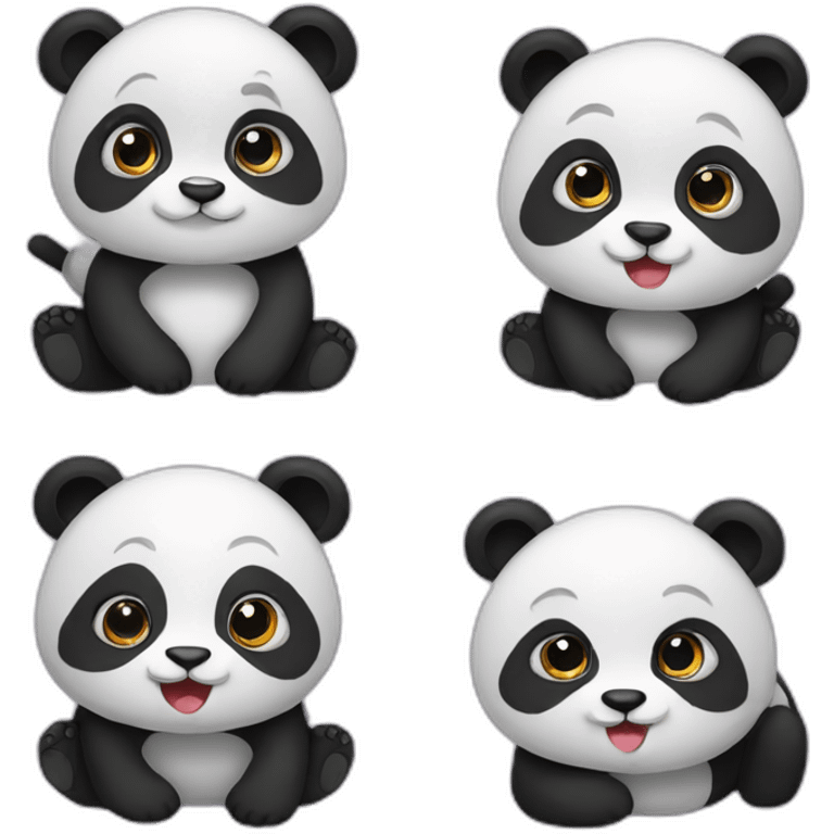 Three Panda sitting aline emoji