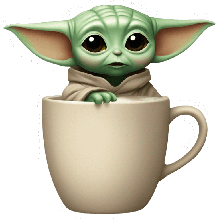 Baby Yoda drinking from a cup  emoji