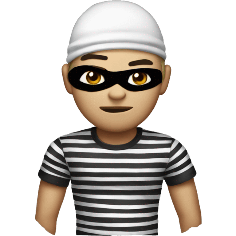 Robber emoji, he's wearing a black and white striped t-shirt emoji