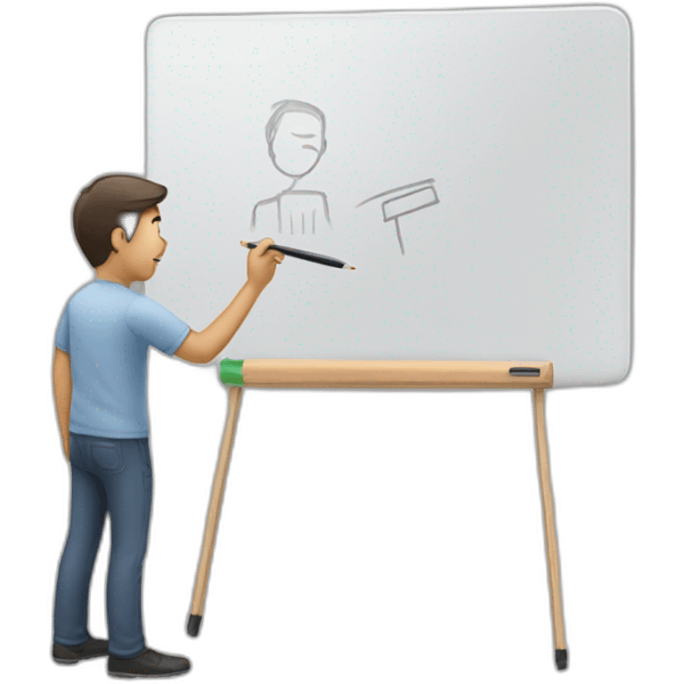 Man writing on a marker board emoji