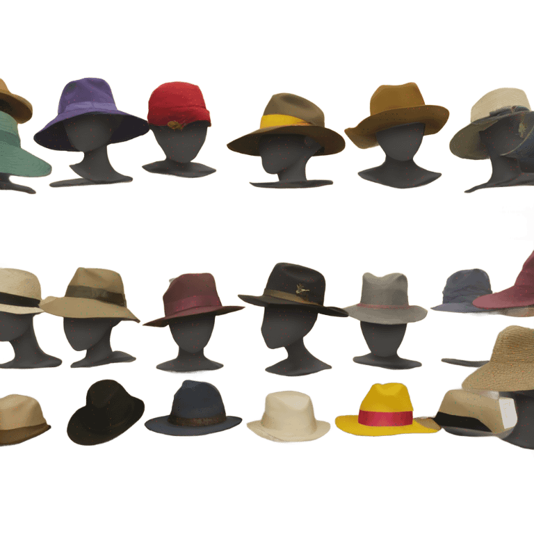 Shelf with hats on mannequins emoji