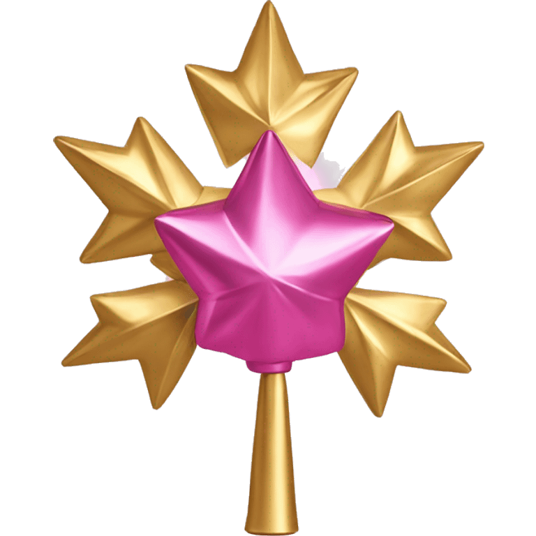 Isolated Realistic metallic pink and gold tree topper. emoji