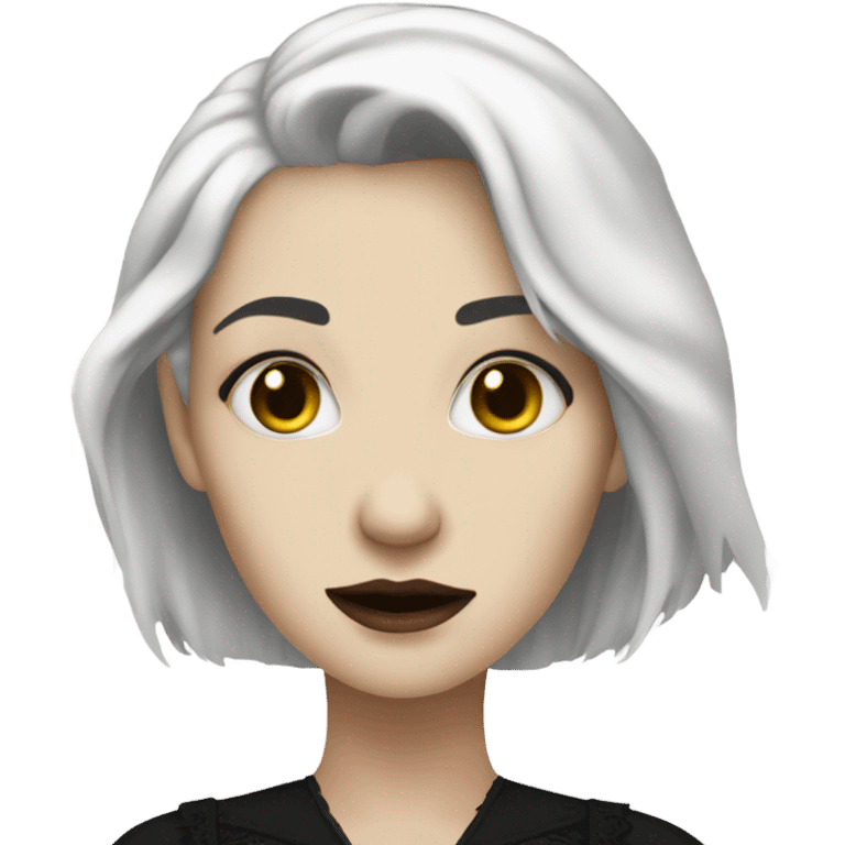 White skin, white hair, gothic clothes woman  emoji