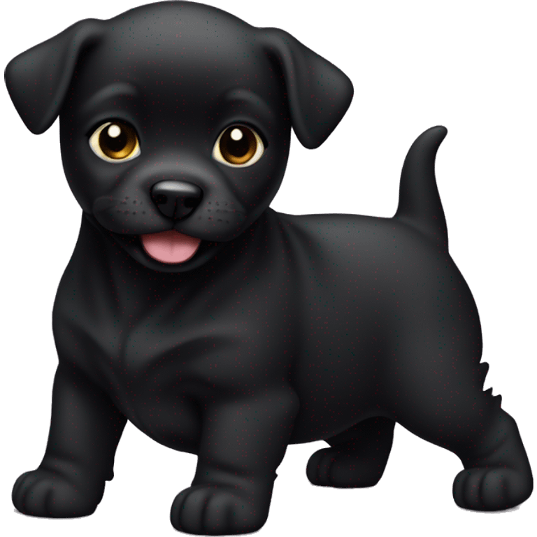 All black only peekapoo puppy. No white fur. Underbite with teeth showing. Small.  emoji