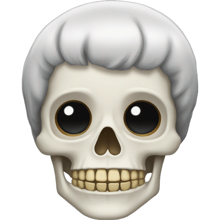 Skeleton with Black afro hair cut emoji