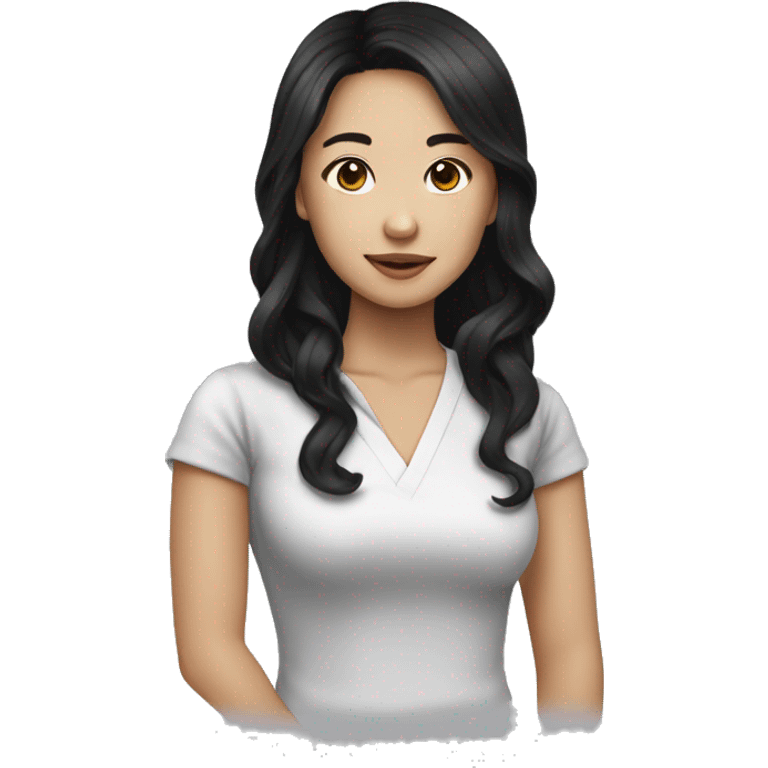 wavy black haired asian girl pharmcist emoji