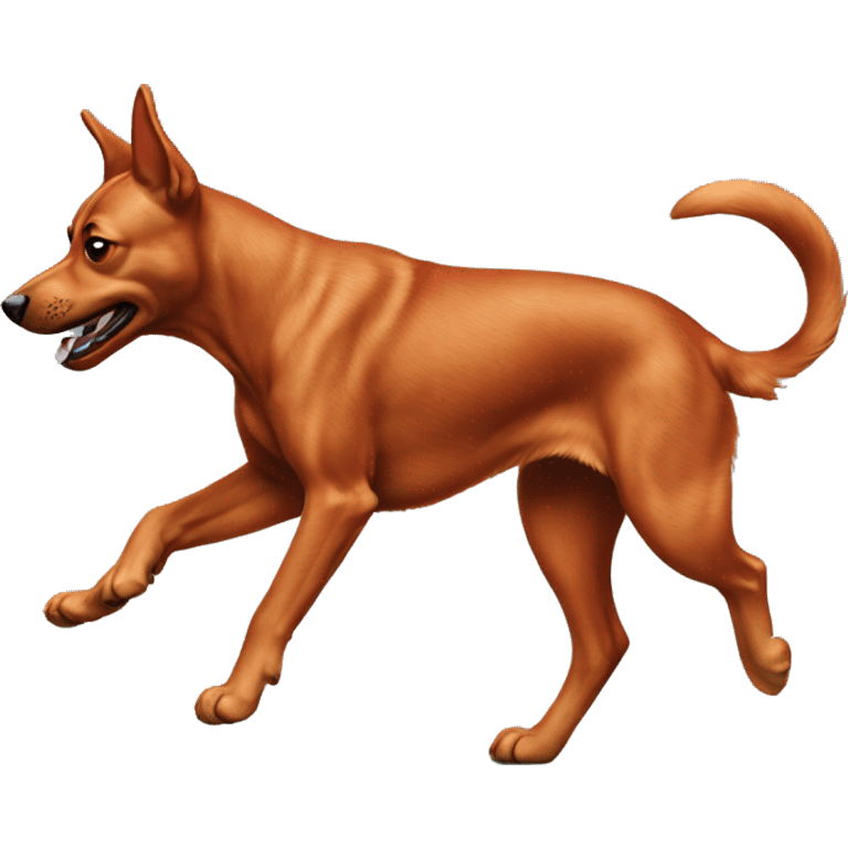 realistic solid red dog with pointed ears running emoji