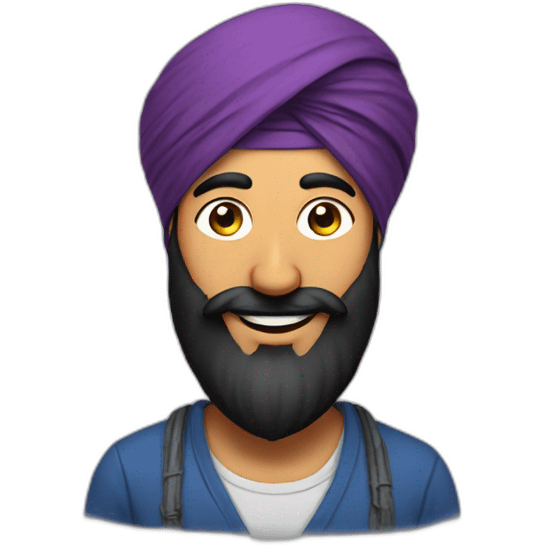 Sikh men with turban and smiling face  emoji