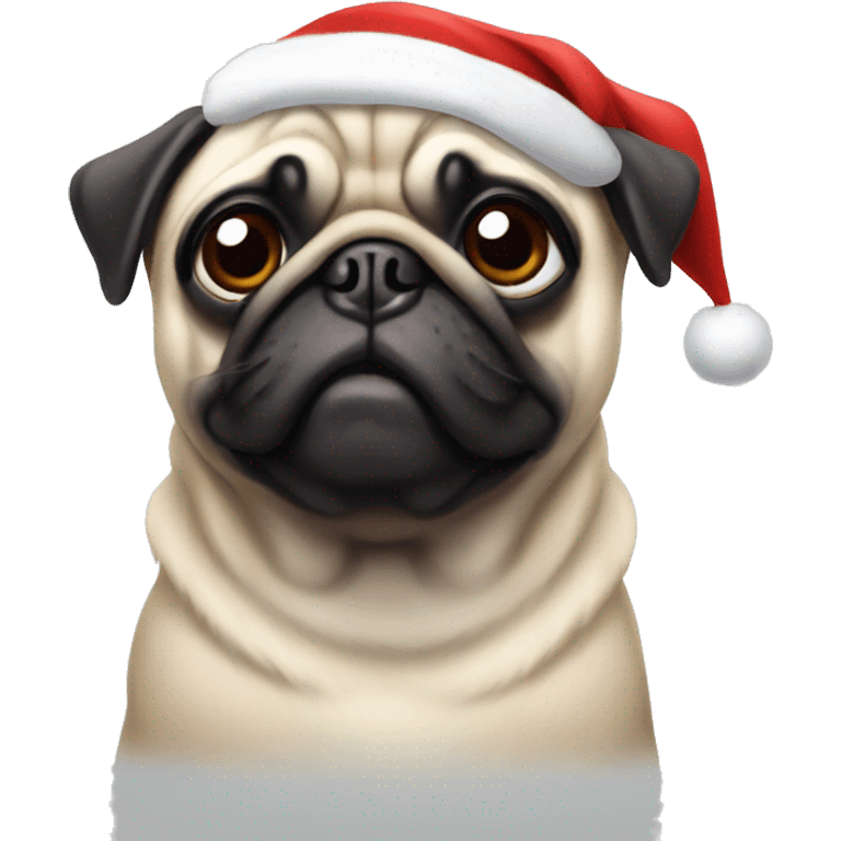  Pug wearing Santa hat emoji