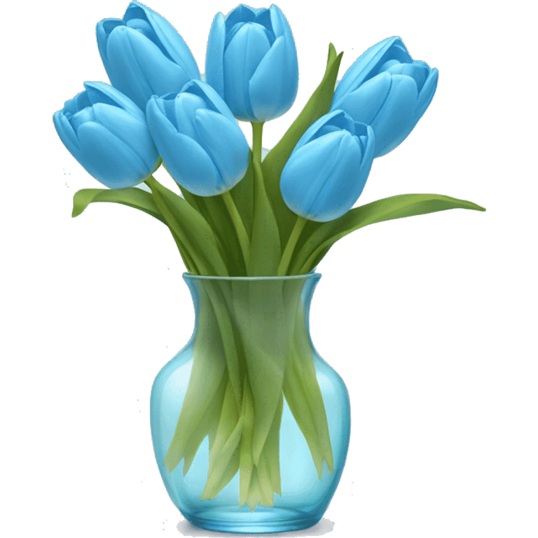 Light blue tulips in glass vase  emoji