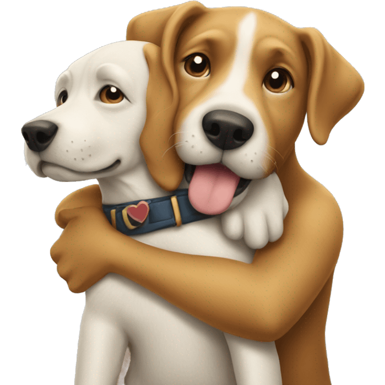 Dog hugging dog emoji