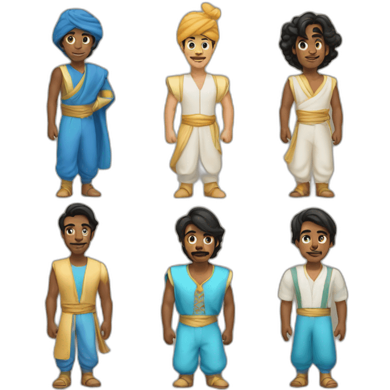 4 engineers dressed like cast of Aladdin  emoji