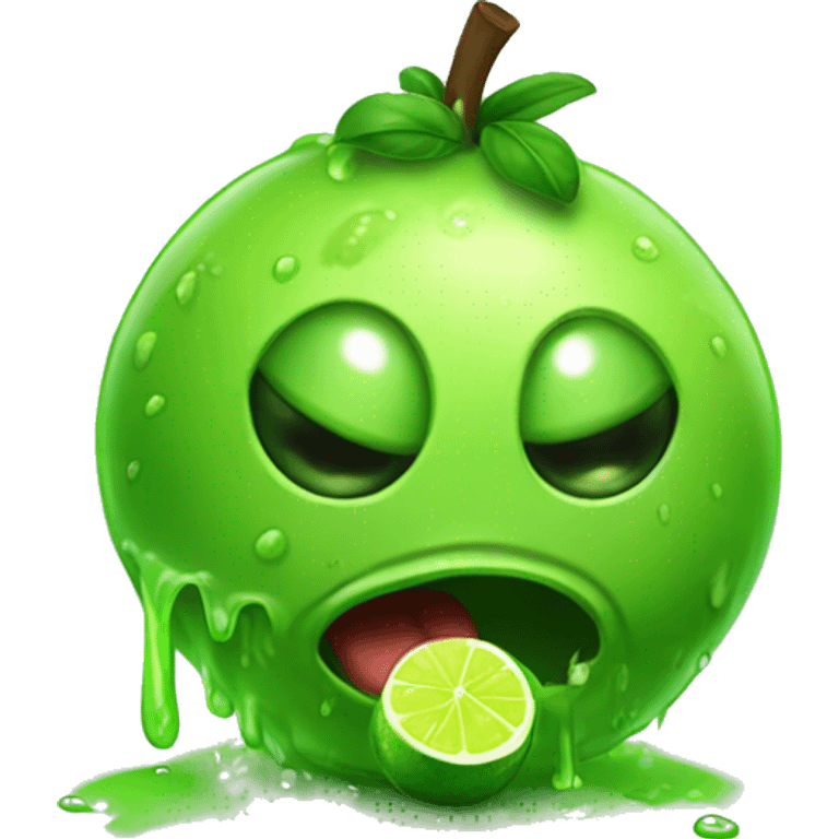 slime creature eating a lime while saying "i dont think thats true" emoji