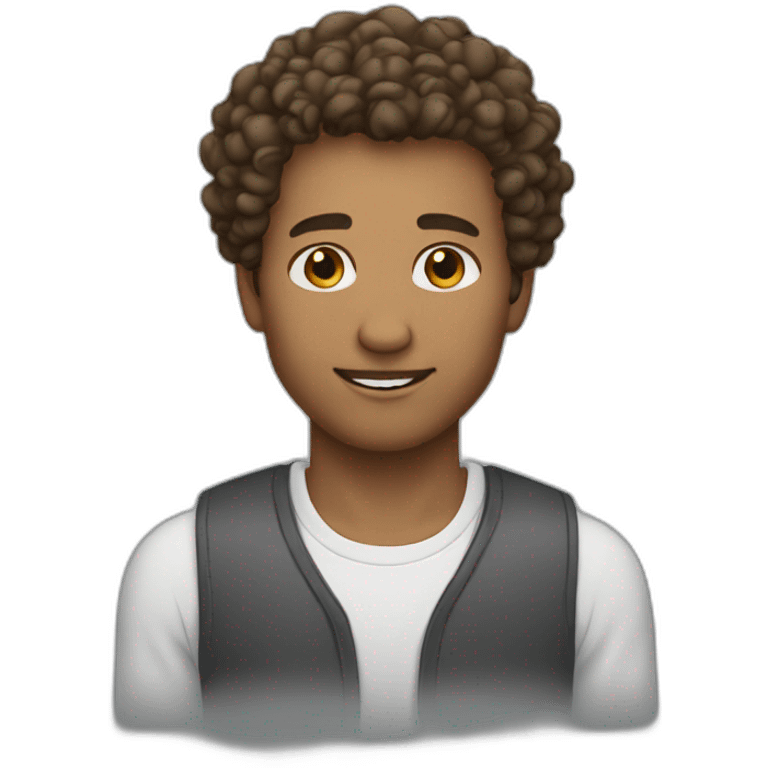 Man with brown curly hair fade haircut emoji