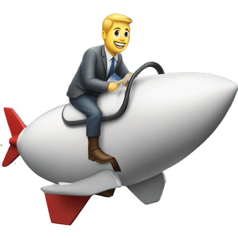 A guy riding rocket on a stock chart emoji