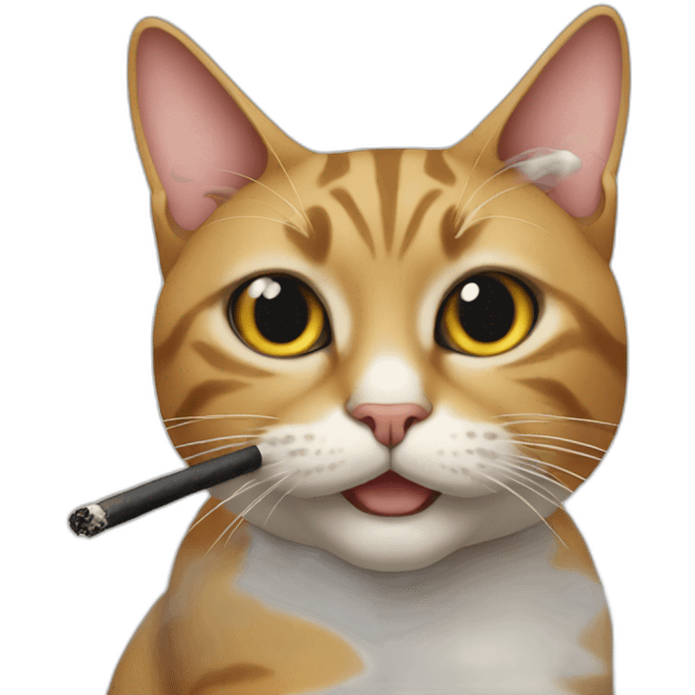 A cat with a smoking emoji