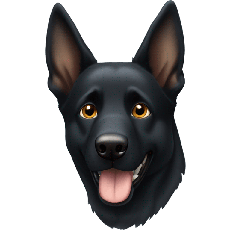 Black German shepherd with one brown and one blue eye tilting head  emoji