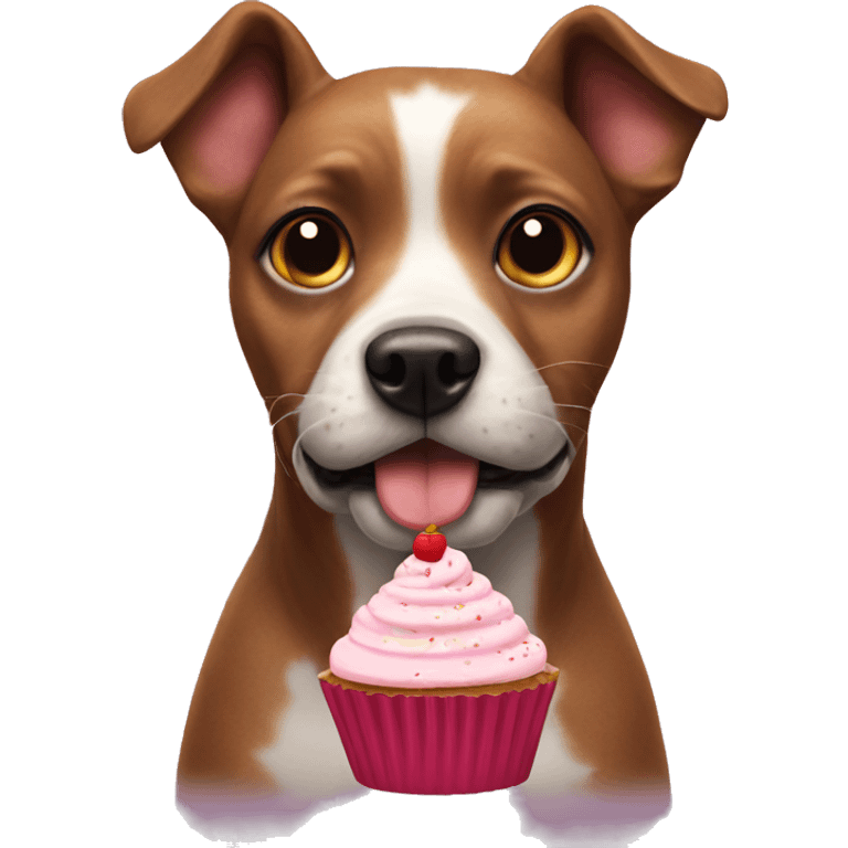 Dog with a cupcake emoji