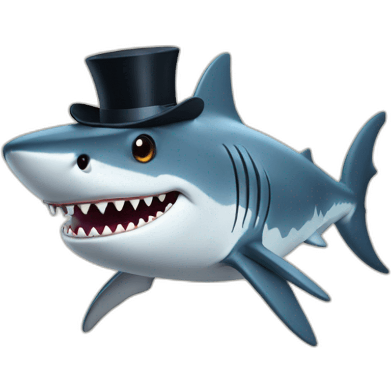 Shark with a top hat emoji