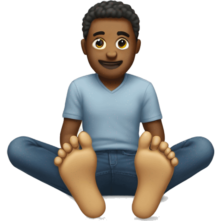 Emoji with feet by his head emoji