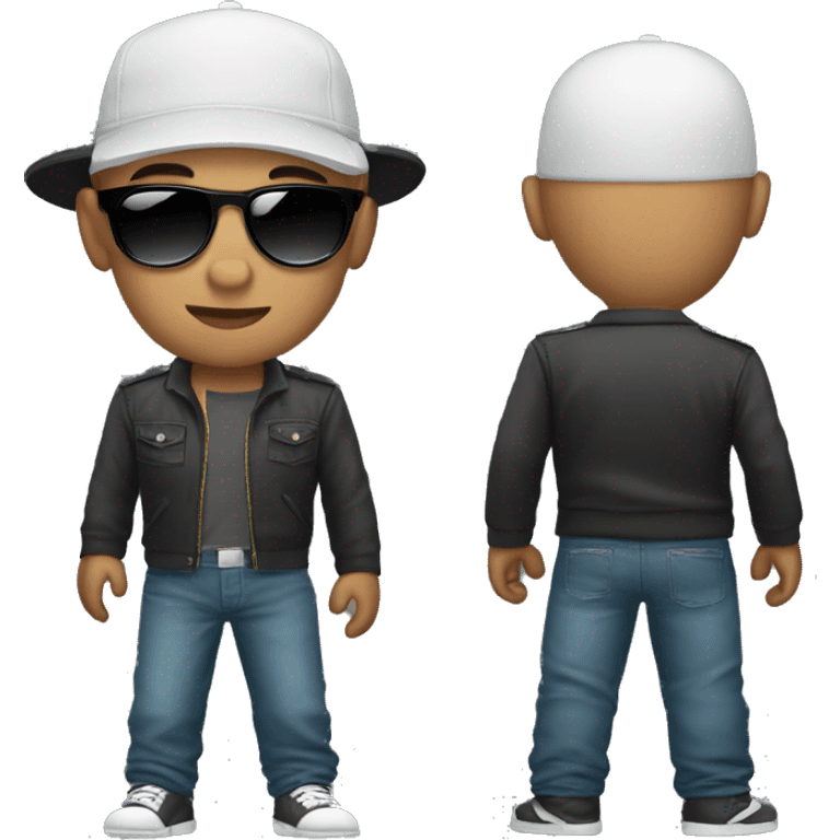 Bald Mexican young man with round face a baseball cap and dark cool sunglasses looking cool emoji