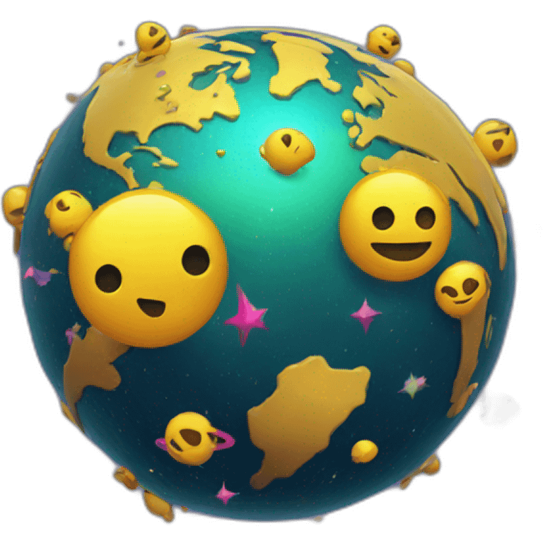 cool punk globe in space with small clusters on it emoji