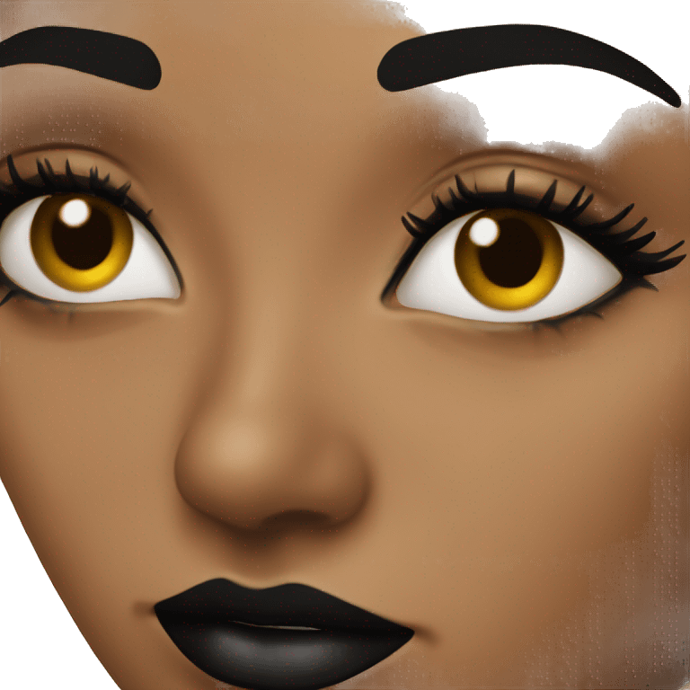 A woman wearing black lip gloss. emoji