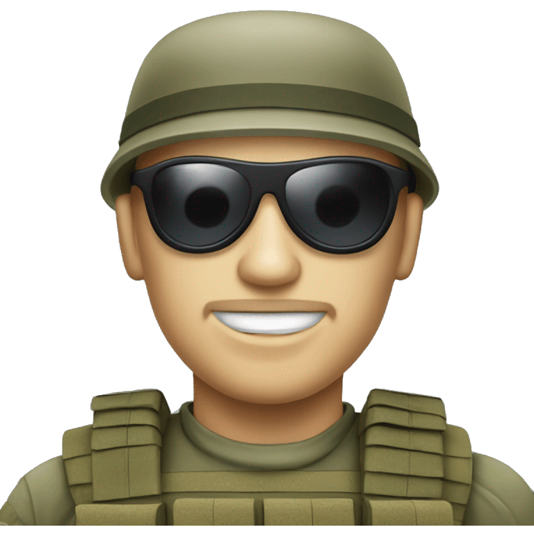 White skin soldier world war with sunglasses emoji