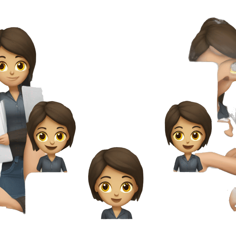 Pretty brunette woman working on laptop emoji