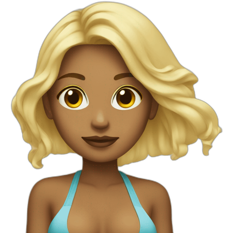 blond on beach thick emoji