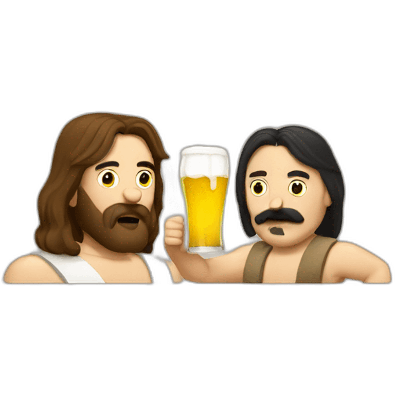 Jesus and Hitler drinking beer emoji