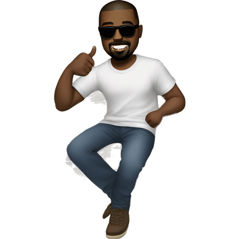 Kanye west doing a thumbs up on a private jet emoji