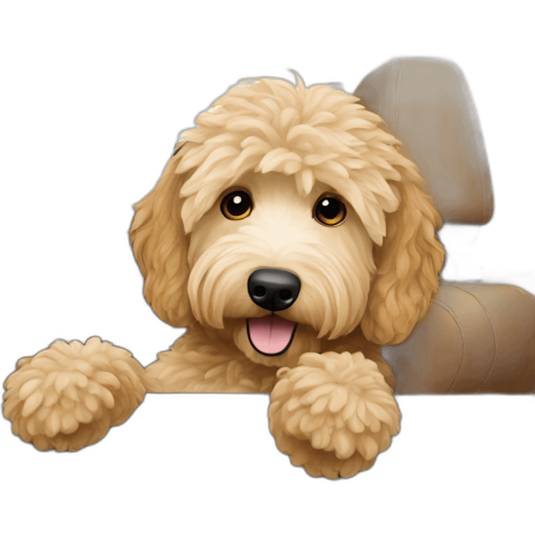 Goldendoodle inside convertible emoji