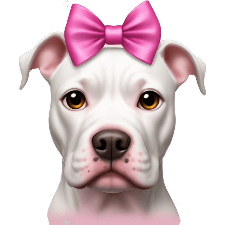 White pitbull with pink bow on her head  emoji