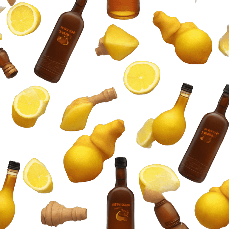 Fiery ginger, lemon and honey bourbon bottle emoji