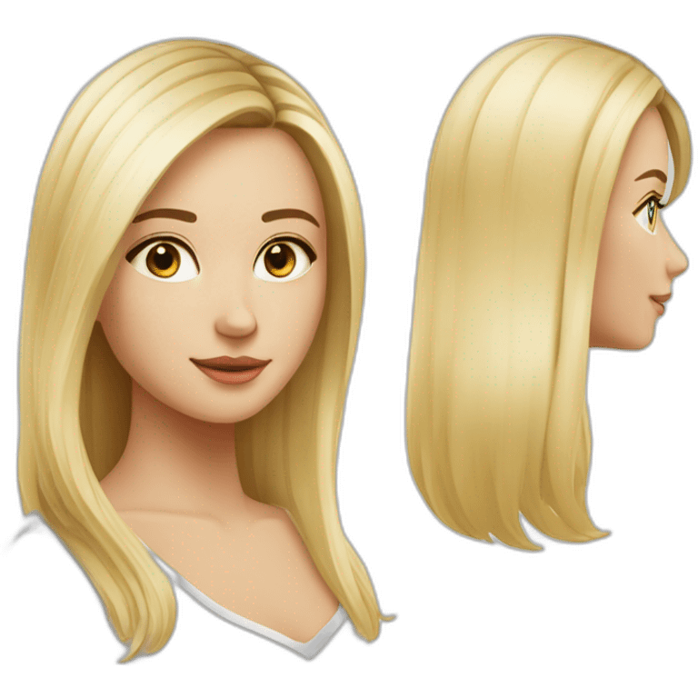 Fille blonde cheveux mi long lisse yeux bleus emoji