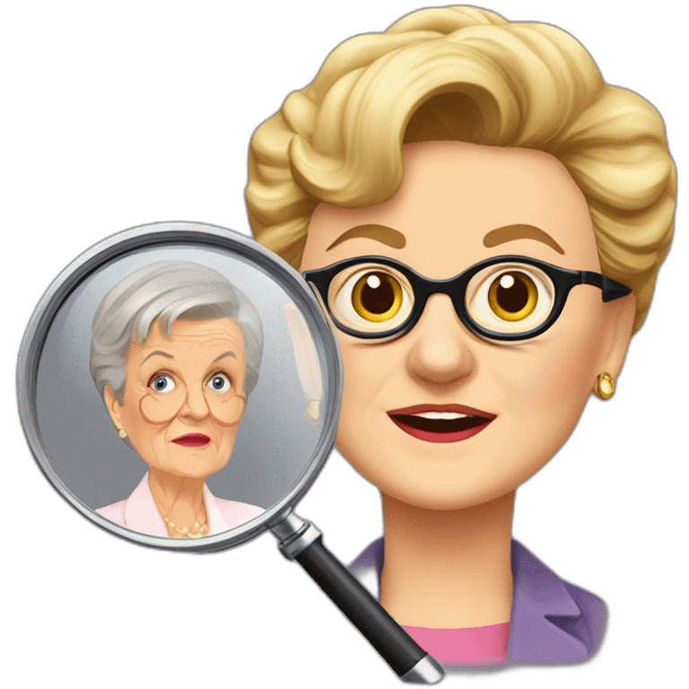 jessica fletcher and jessica fletcher coming out of a magnifying glass emoji