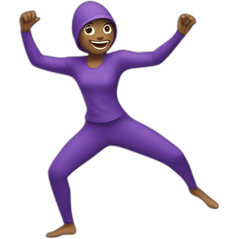 Purple avatar dancing with excitement emoji