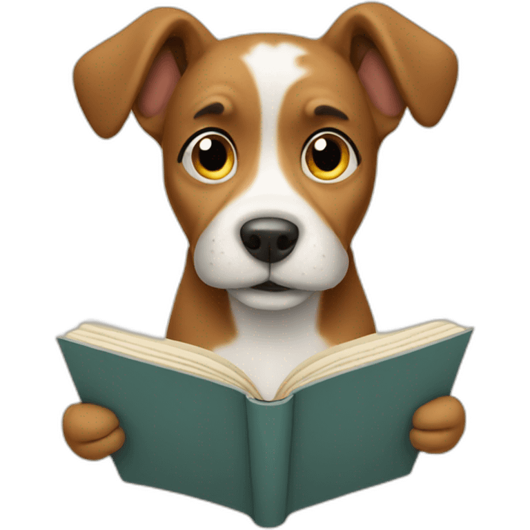 a dog reading emoji