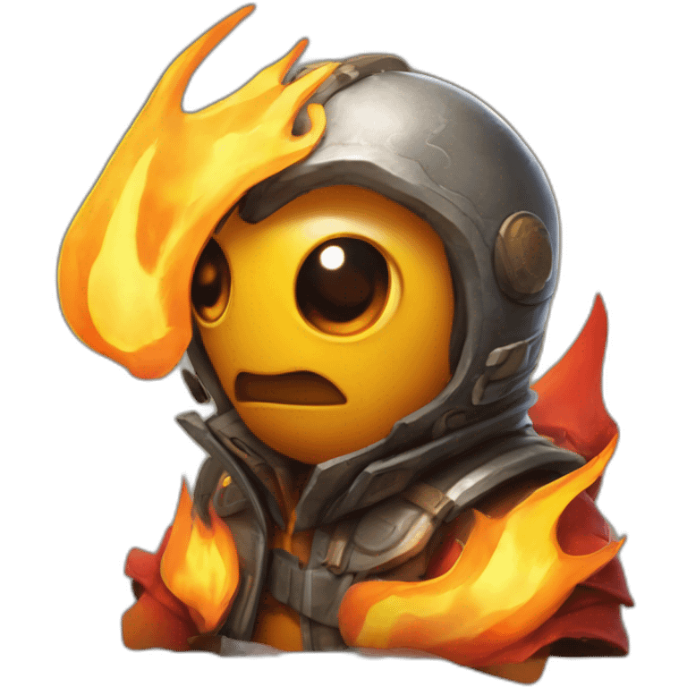 The Burny Games character, a yellow-orange cartoon figure with a dome-shaped body, flames at the top, large dark eyes, and a red tongue emoji