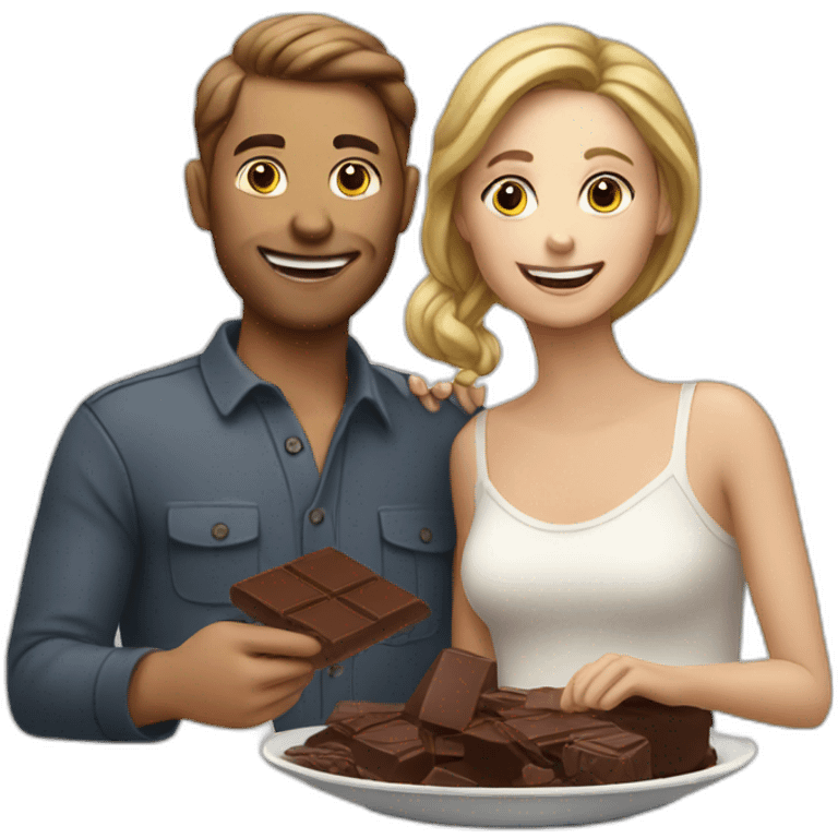 white couple eating chocolat emoji